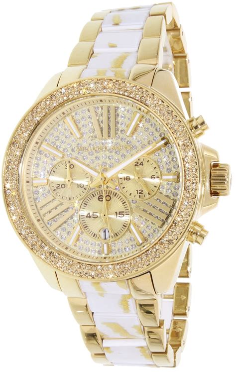 Michael Kors Wren Blue Dial with Diamonds Gold Steel Strap 